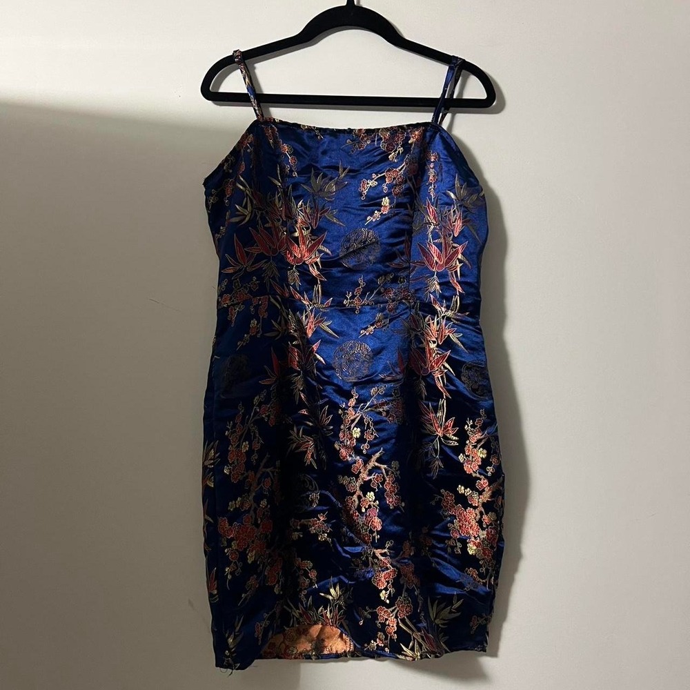 Shein blue abd gold floral mini dress